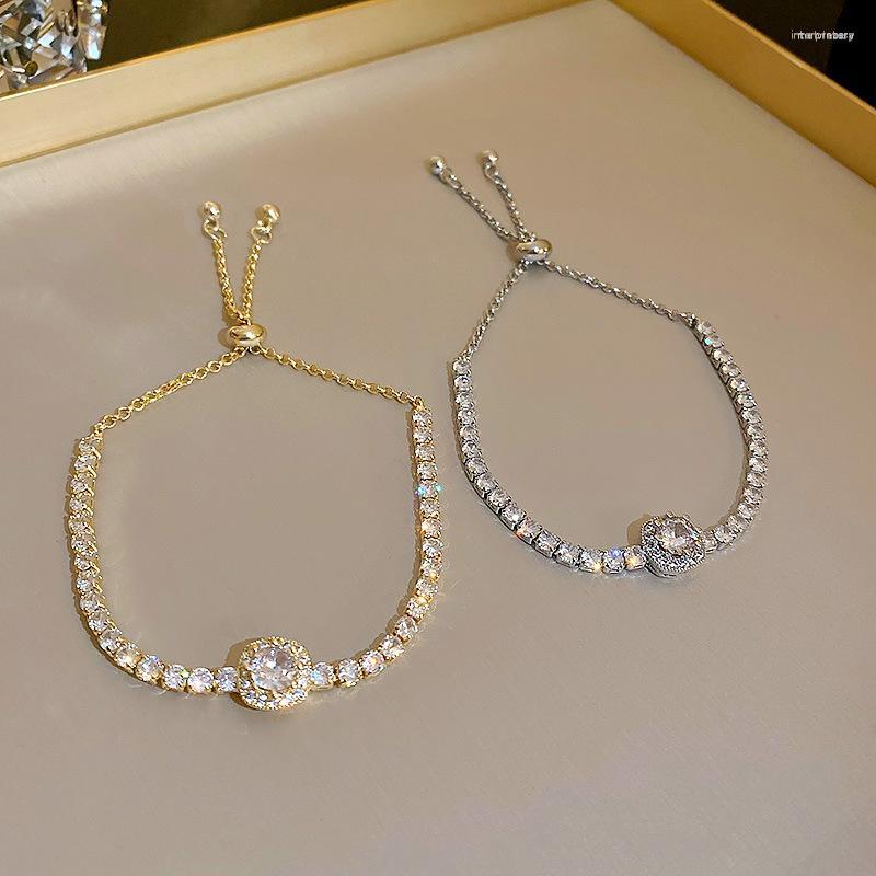 

Link Bracelets Korea Square Zircon Adjustable Bracelet For Women Girls Simple Luxury Personality Premium Hand Jewelry