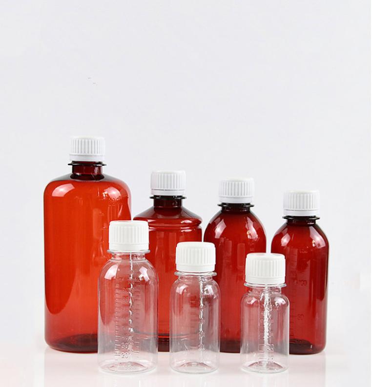 

5060100150200ml Empty clear amber plastic liquid bottle Small sample bottles Measuring scale F18554247070