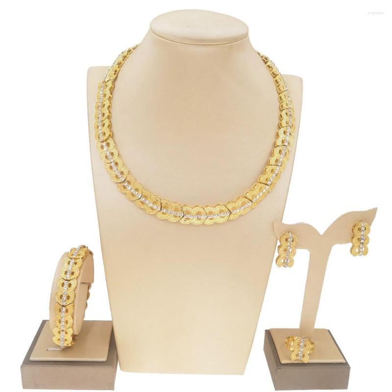 

Necklace Earrings Set Dubai Bridal Jewelry Of Four Alloy Necklaces Rings Bracelets For Women DD10252, Picture shown