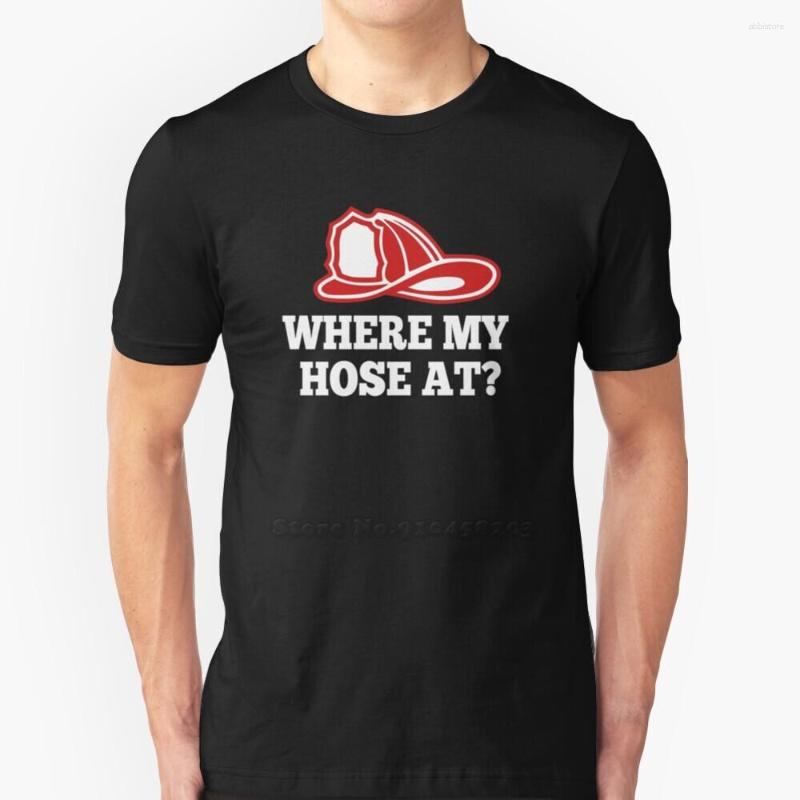 

Men's T Shirts Where My Hose At  Shirt Round Collar Short Sleeve T-Shirts Hoes Fireman Fire Man Funny, Mtee-purple