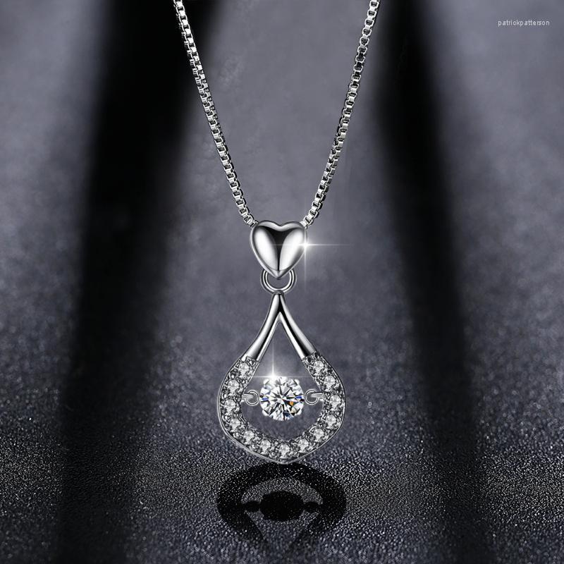 

Pendant Necklaces 2023 Beiver Exquisite White Gold Color Water Drop Necklace Clear Wedding Jewelry Selling Item