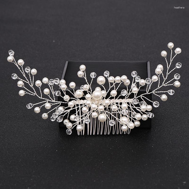 

Hair Clips Wedding Comb Rhinestone Pearl Hairpin Side Pin Girls Prom Clip Forks Charm Bride Tiaras Headpiece Jewelry