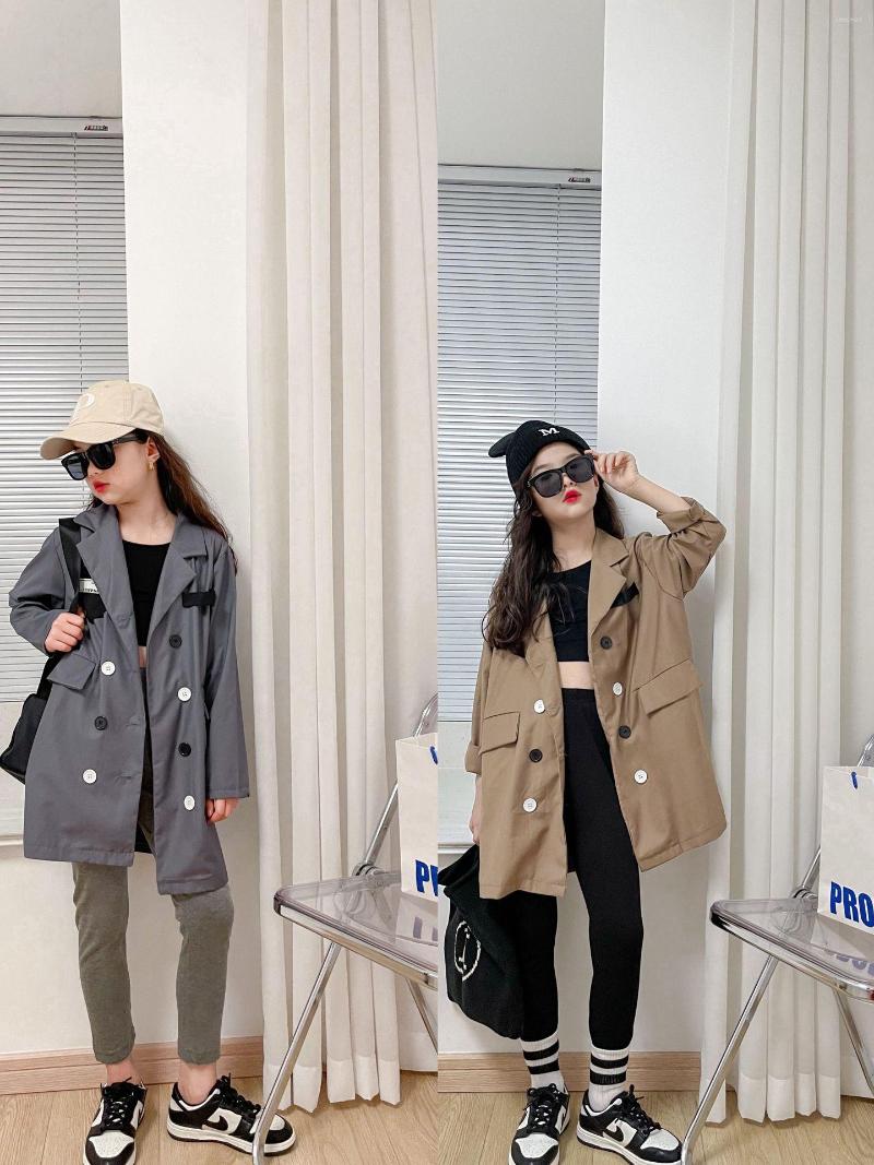 

Jackets Girls Oversized Coats Children Long Suit Top Kids Casual Loose Windbreaker, Khaki