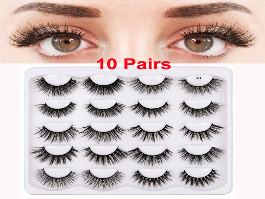

3D False Eyelashes Handmade Faux Mink Lashes lightweight soft 10 Styles Dramatic Volume Thick Natural Eyelash Wispy Fluffy Eye Mak8095477