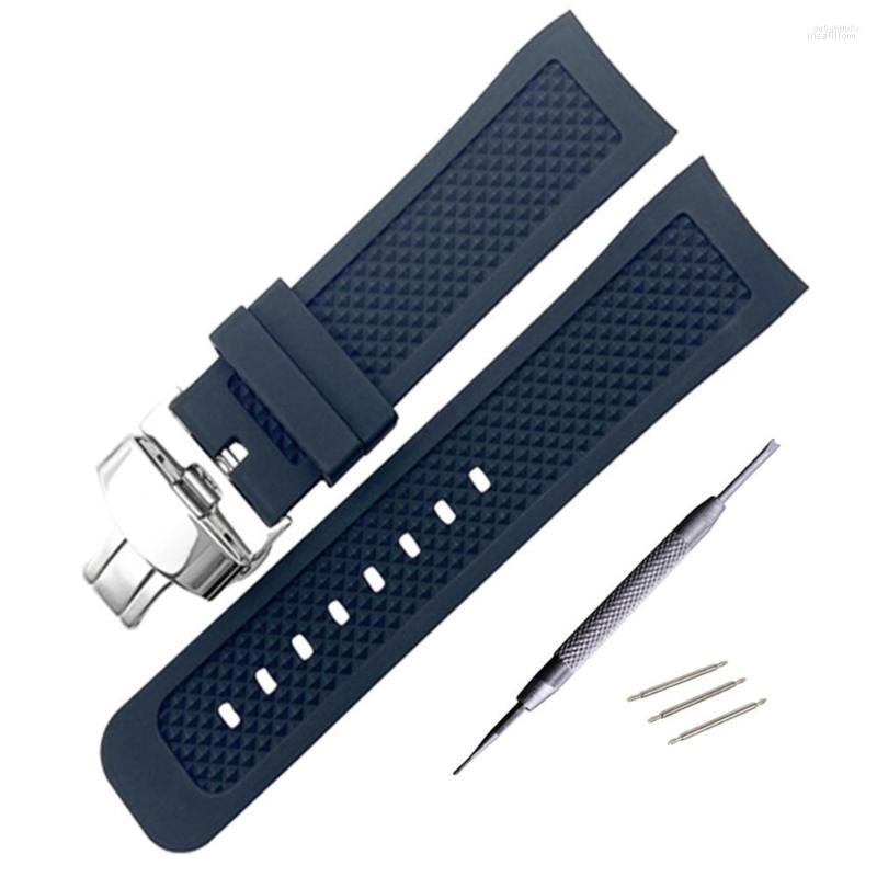 

Watch Bands Watchband Arc Edge Rubber Strap Mouth Bracelet Band And Folding Clasp For DIY Replace