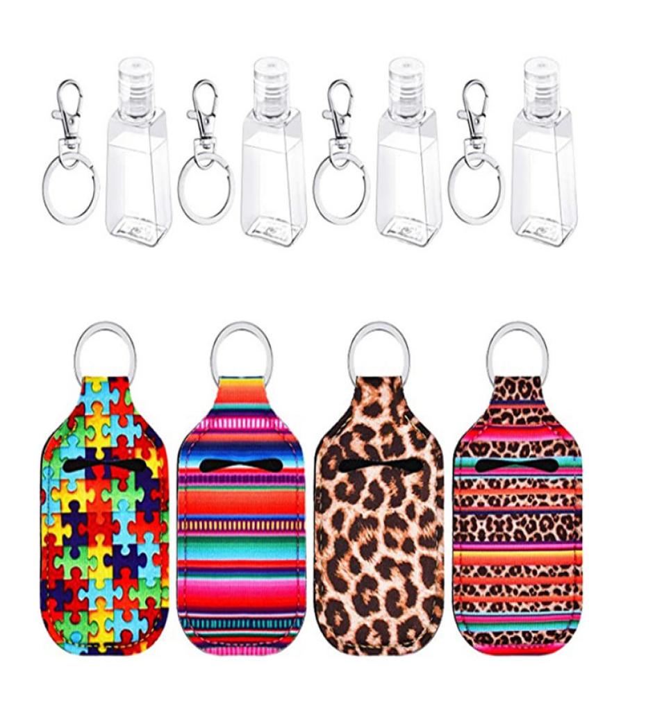 

New Neoprene Keychain 30ML Hand Sanitizer Bottle Holder Bags Lipstick Holder Perfume Container Hand Soap Bottle Holder Key Chain A1420239