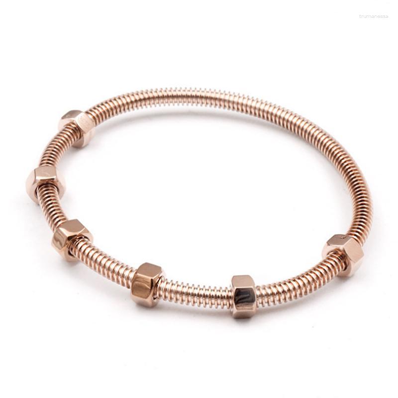 

Bangle Screw Bangles Titanium Steel Oval Couple Women No Stone Rose Gold Bracelets Femme Bijoux Pulseira Without Box BanBangle Raym22