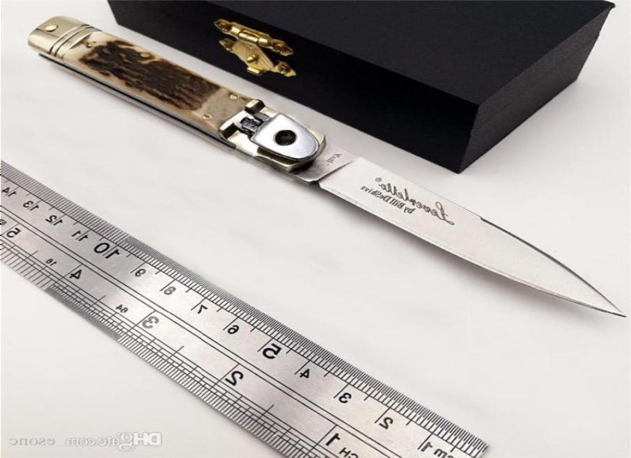 

Antler Tactical Mafia knife Natural D2 Blade Italy New Handle Survival Camping Knives Hunting Italian Folding EDC Quickly Open AUT1402308
