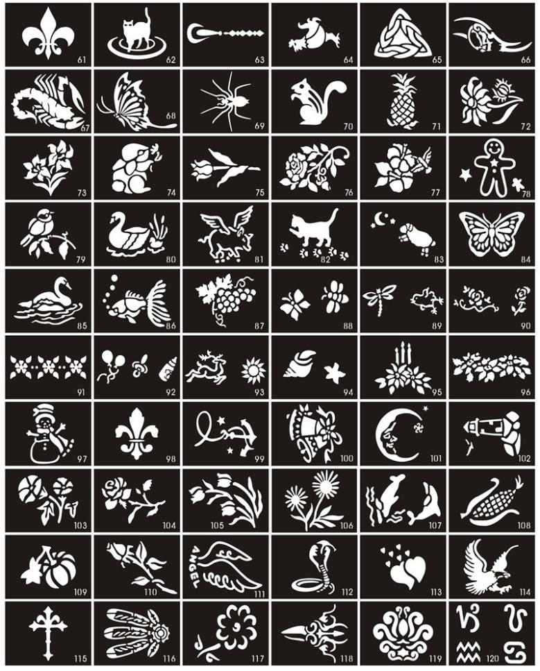 

Whole100pcslot Temporary Glitter Tattoo Stencils For Body Paint Airbrush Tattoo Stencils For Small Body Designs 8068188