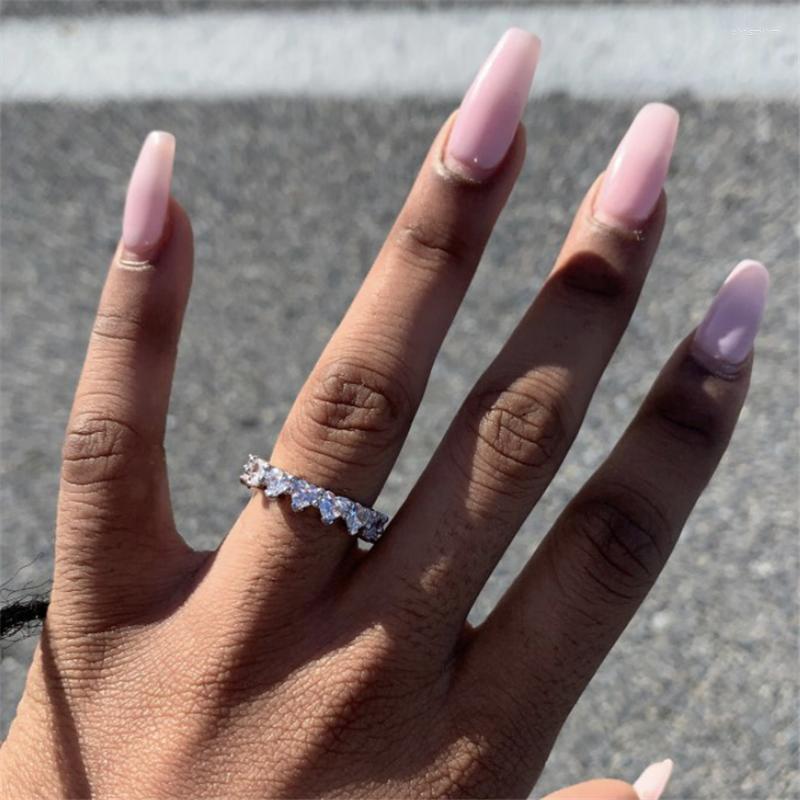 

Cluster Rings Fashion Lady Ring 925 Sterling Silver Cubic Zirconia Engagement Wedding Band For Women Bridal Jewelry