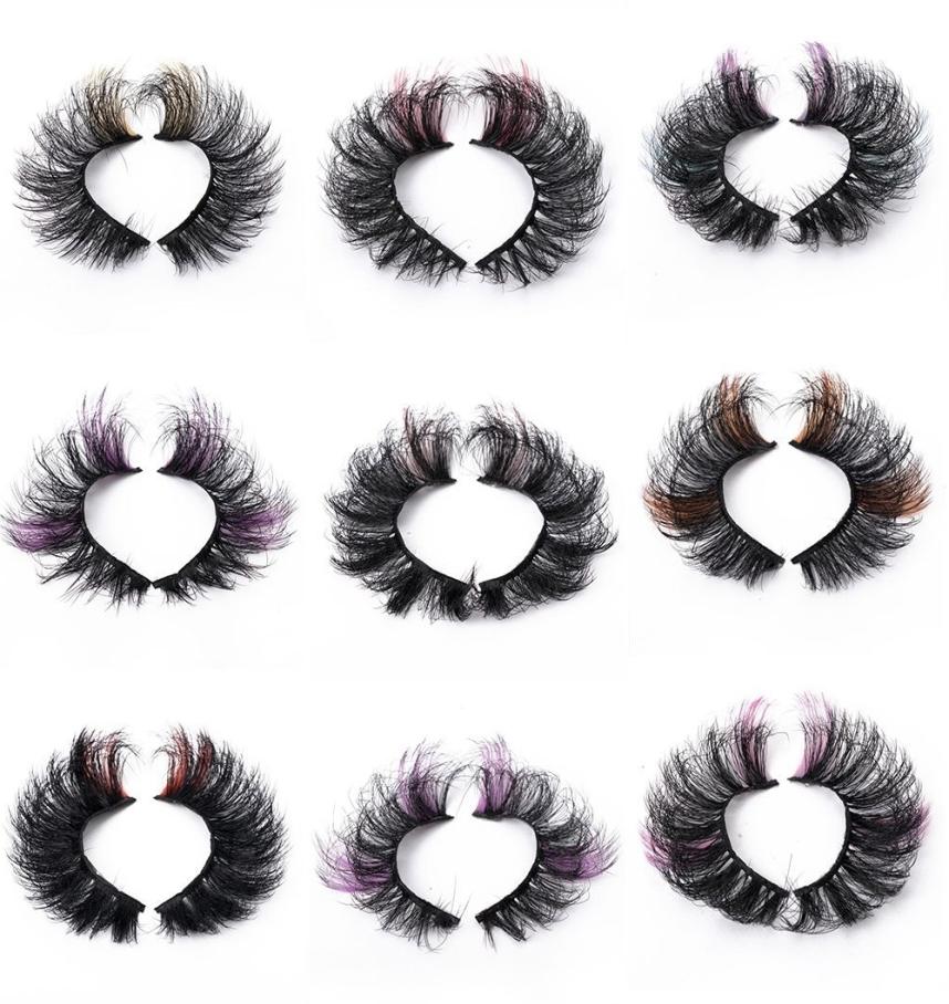 

Colored False Eyelashes 3D Fluffy Faux Mink Color Eye Lashes Strip Wipsy Multicolored Fake Lash for Daily Christmas Cosplay Party 6317878
