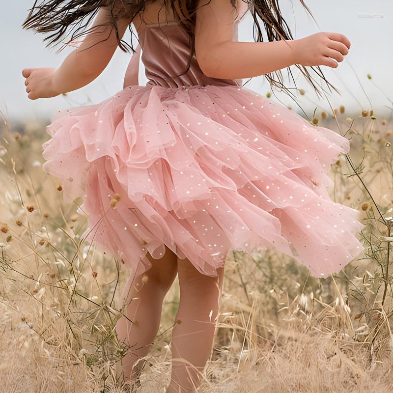 

Girl Dresses Summer Cute Girls Princess Dress Kids Sleeveless Tulle Clothes Children Birthday Party Puffy Skirt Casual, Pink