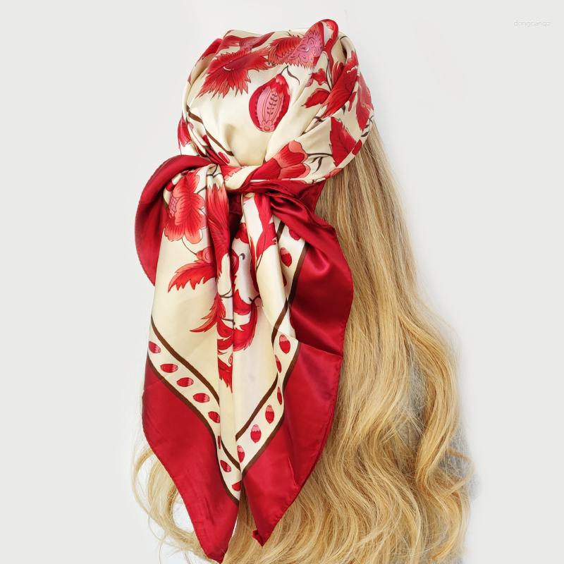 

Scarves 2023 Silk Shawl Square Scarf For Women Print Headband Foulard Satin Hijab Hair Bands Neckerchief Female Head Wraps Bandana