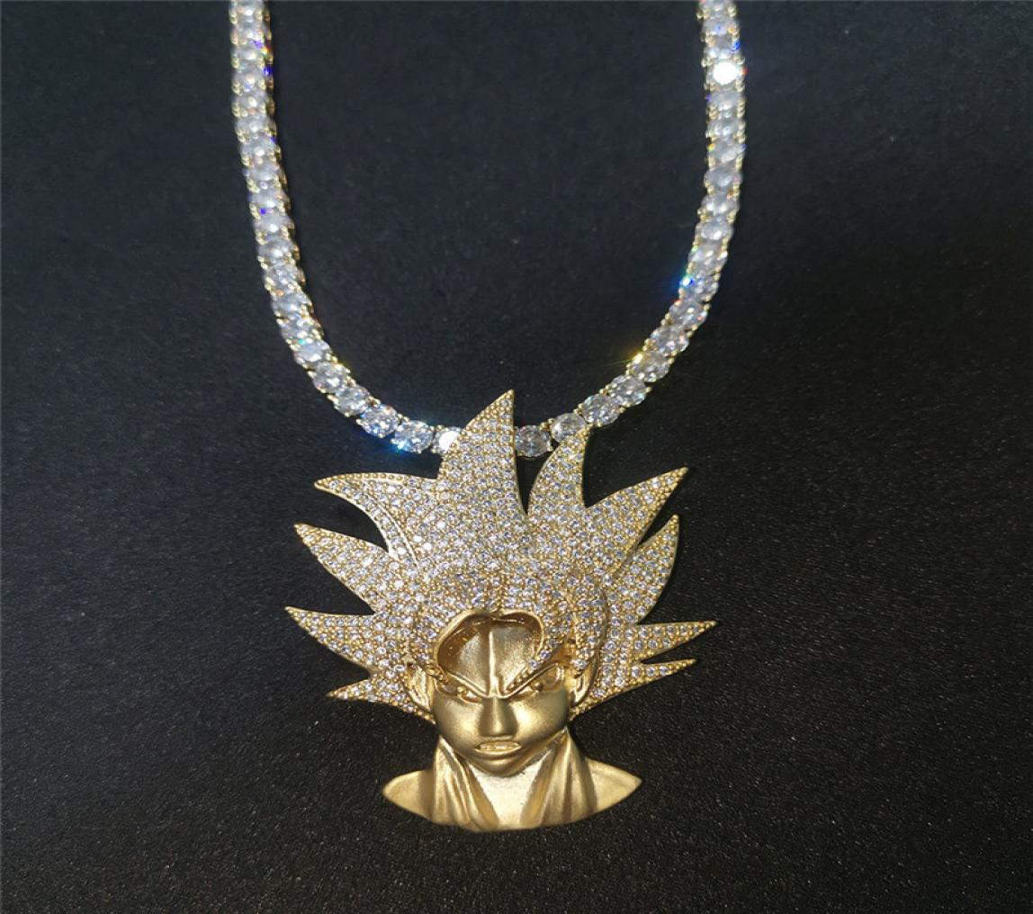 

New Arrived Mens Hip Hop Jewelry Cartoon Character Necklace Pendant with Stainless Steel Rope Chain Bling4556809