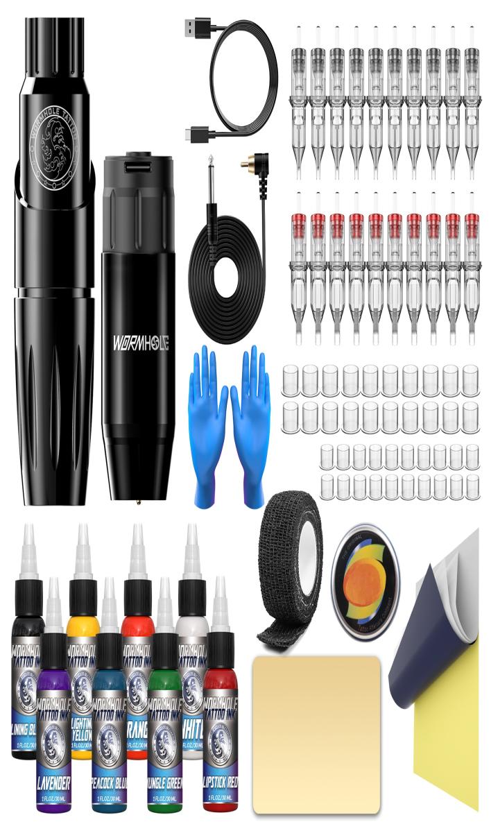 

Wormhole WIRELESS Power Supply TATTOO PEN ROTARY MACHINE COMPLETE KIT CARTRIDGES TK1387755098