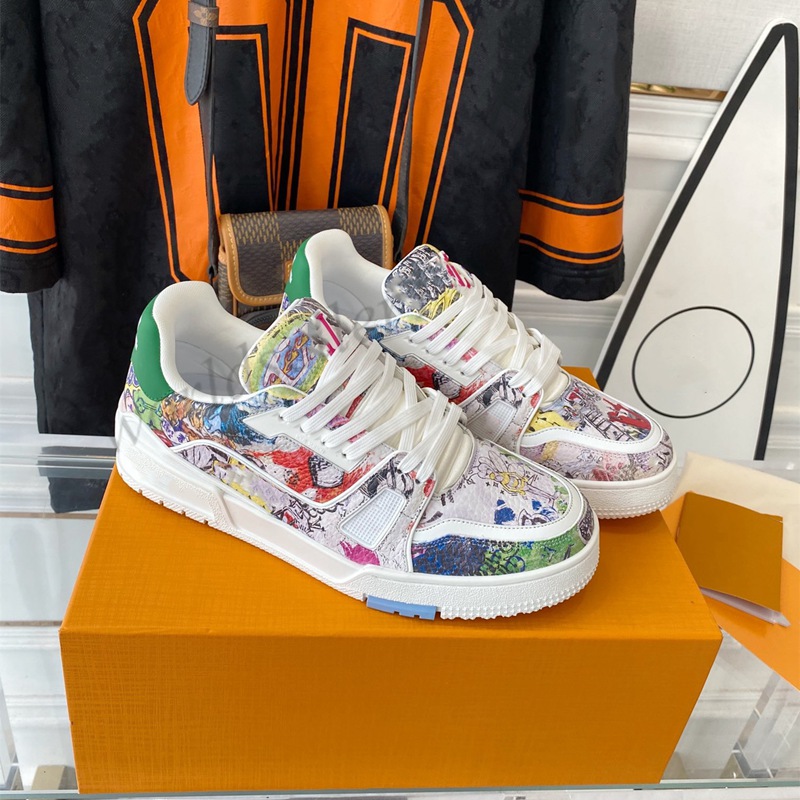 

Designer Sneaker Virgil Trainer Casual Shoes Calfskin Leather Abloh White Green Red Blue Letter Overlays Platform TRAINER Sneakers