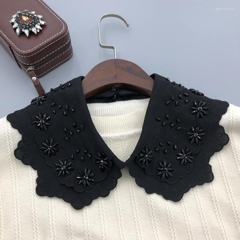 

Bow Ties Female Handmade Beads Fake Collar For Women Lapel Blouse Detachable Girls Front Ladies False Tops