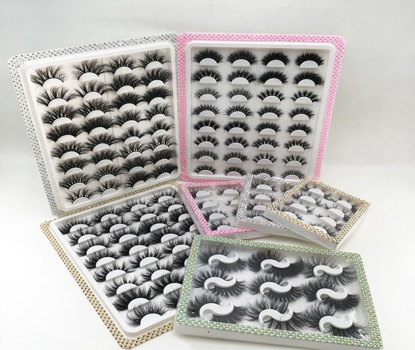 

3D 5D Mink Lashes Packaging Set Natural Length 25mm Full Strip Mink Eyelashes Pearl Rhinestone 9pairs 16pairs Lash Case3386816