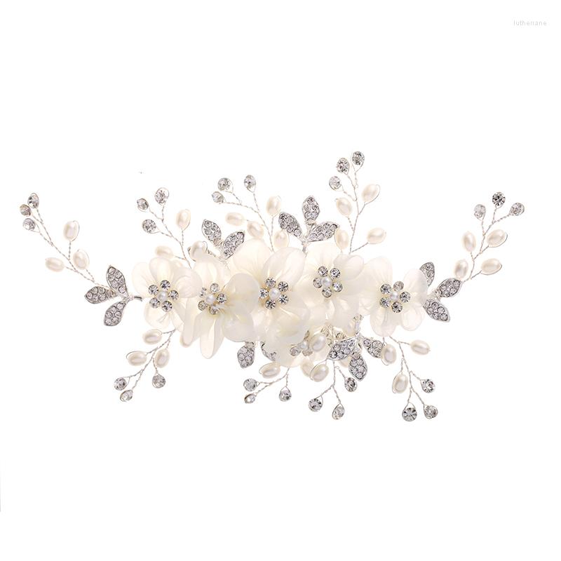 

Hair Clips Elegant Engagement Accessories Pearl Artificial Flower Wedding Bridal Comb Girls Headpiece Prom Jewelry TEN