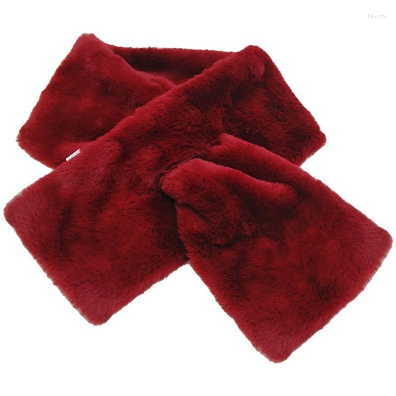 

Scarves Fashion Women's Scarf Creative Cross Solid Color Faux Fur Collar Neck Warmer Clothing Accessories For Winter