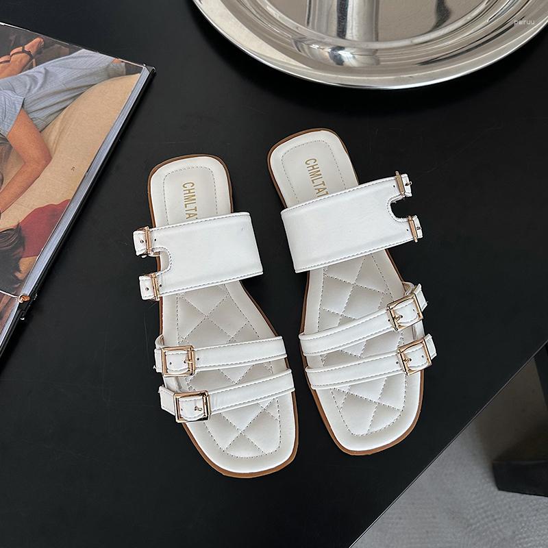 

Slippers 2023 Summer Women Slipper Fashion Open Toe Soft Sole Flats Heel Ladies Elegant Outdoor Beach Vacation Slides Flip Flop, Beige