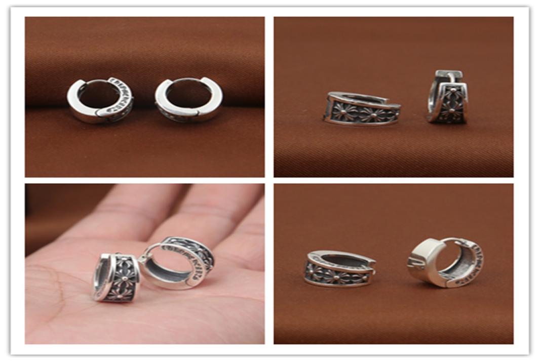 

Brand new 925 sterling silver crosses huggie earrings American Europe antique silver handmade designer gothic punk vintage luxury 9790608