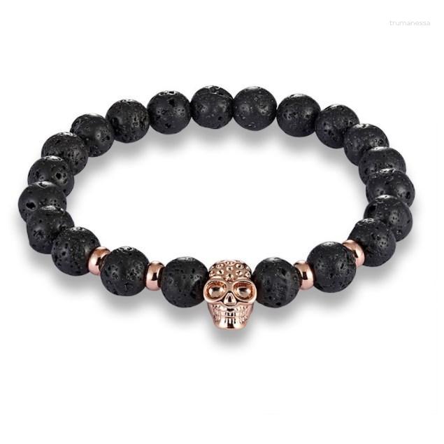 

Strand Beaded Strands 8mm Skull Gold Silver Copper Cz Zircon Cubic Zirconia Beads Bohemian Yoga Bracelet Agate Onyx Stone Bangles Etg2
