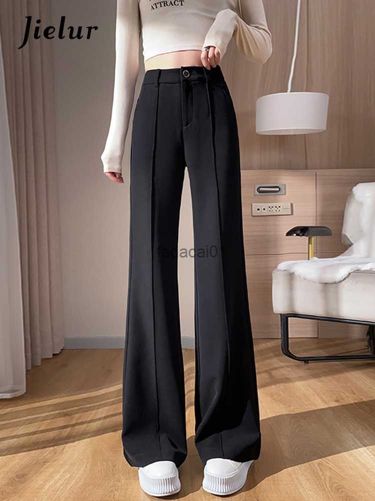 

Jielur Office Lady Black Slim Flare Pants New Solid Color High Waist Casual Womens Pants Summer Simple Basic Chic Female Pants L230621