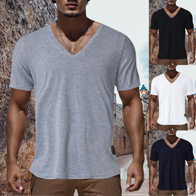 

Men's T Shirts Mens Summer Casual Fashion Chicken Heart Collar Sports Short Sleeve Shirt Top Big And Tall Men For, Grey