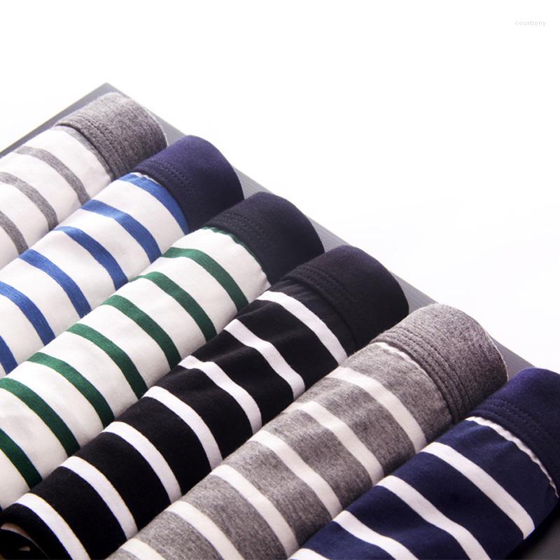 

Underpants Simple Navy Striped Men's Underwear Cotton Mid-rise Panty, 9825baolan