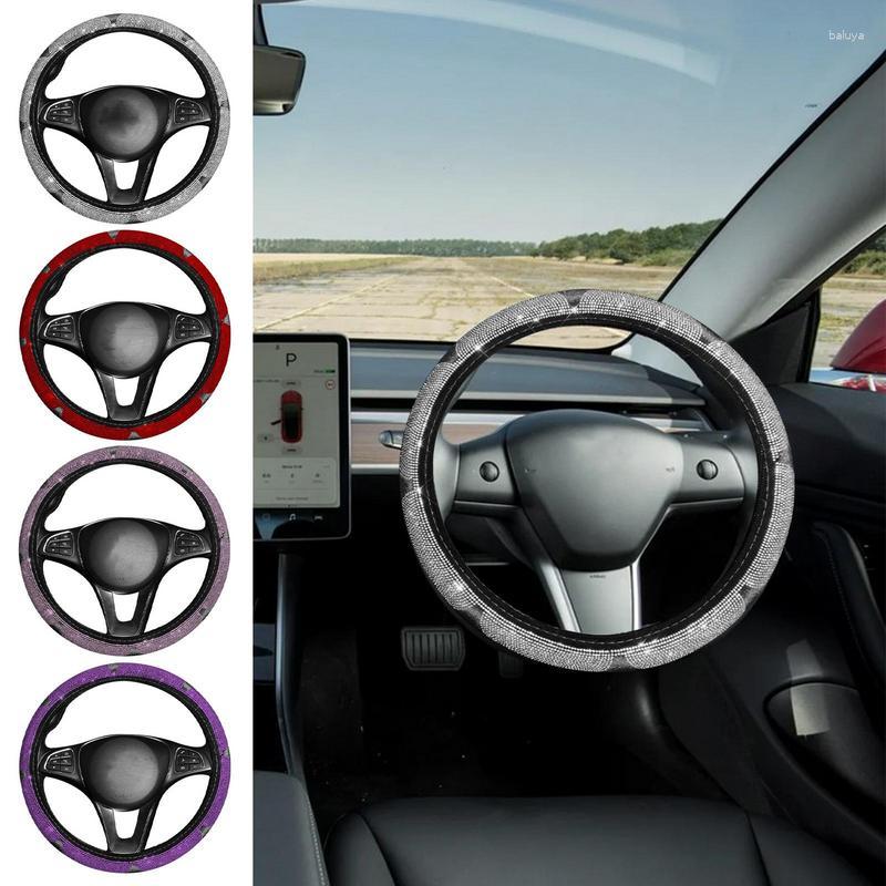 

Steering Wheel Covers Car Cover Non-Slip Soft Artificial Leather 38cm Four Seasons Rhinestones Car-styling Interior Accessories