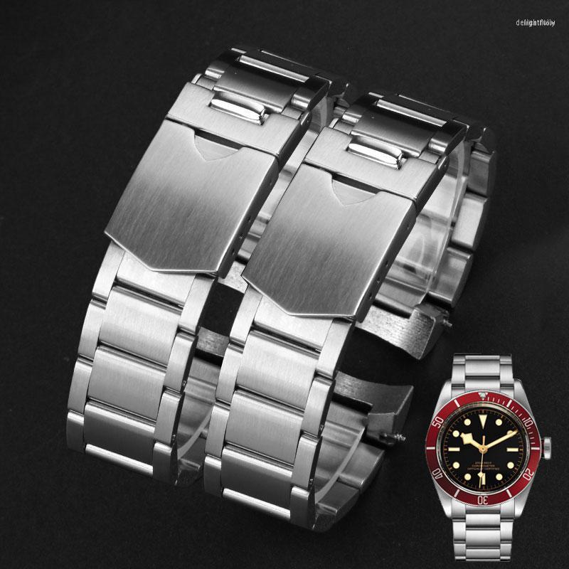

Watch Bands Solid Fine Steel Watchband For Strap Men's Arc Band Dituo Small Safflower Biwan Series Chain 22mm Belt