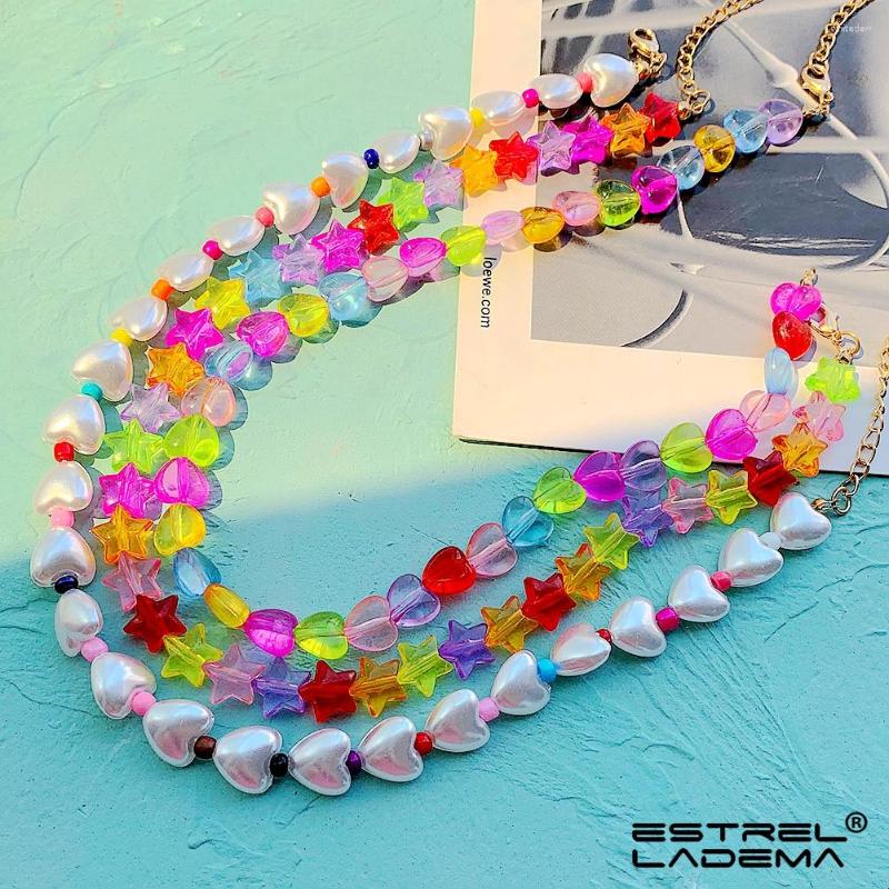 

Chains Bohemian Candy Color Heart Pearl Beaded Necklace For Women Handmade Rainbow Star Seed Beads Strand Choker Necklaces Jewelry Gift