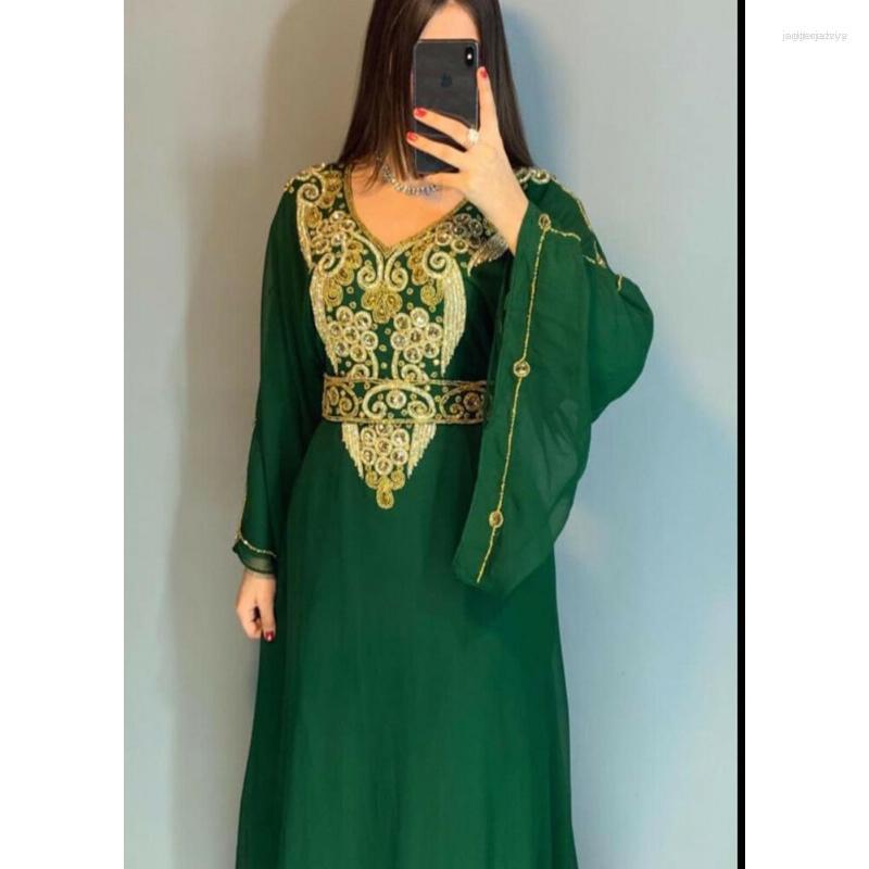 

Ethnic Clothing Green African Morocco Formal Beaded Farasa Dress Abaya Women's Dubai Long Shirt European And American Fashion Trends