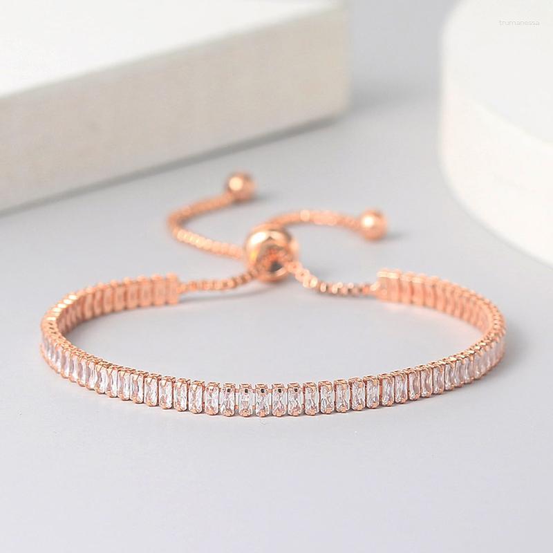 

Link Bracelets Chain Tennis For Women 1.5 3 Mm Sparking Zircon Jewerlly Rose Gold Color Friends Gift Adjustable Jewelry Wholesale H017 Raym2