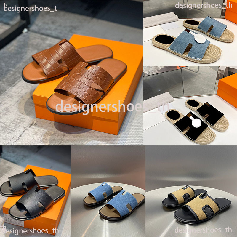 

Designer Slippers Men Slipper Izmir Slides Leather Sandals Flat Shoes Summer Lazy Sandal Large Beach Casual Shoes 38-45, 50