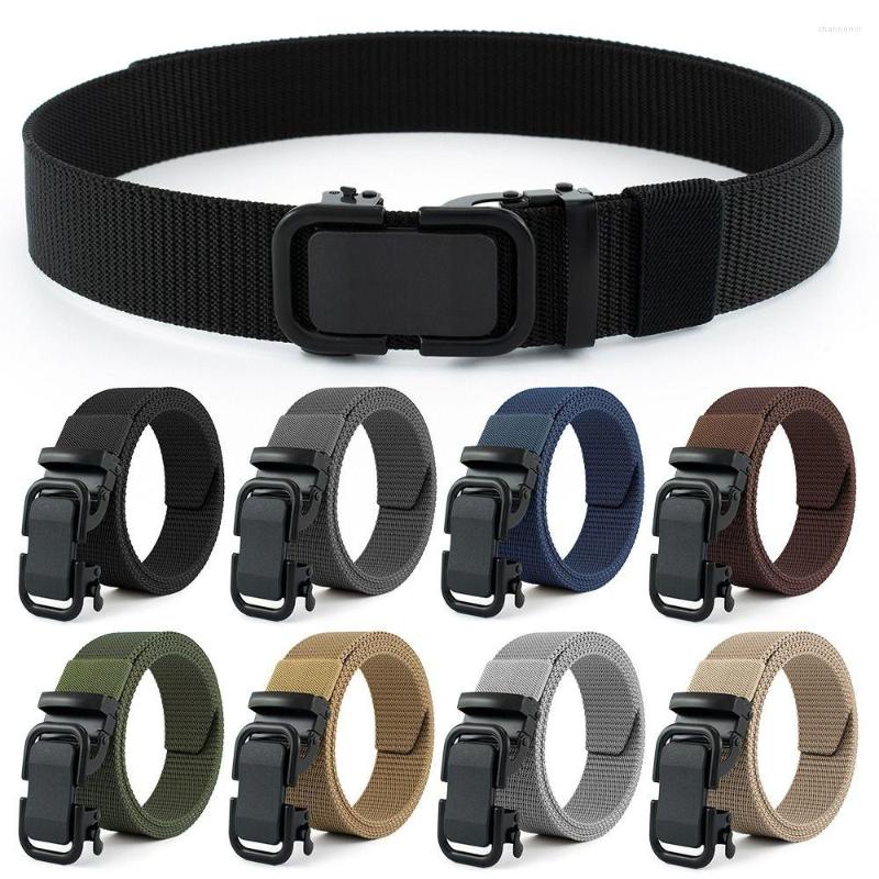 

Belts Men Trendy Business Casual Automatic Buckle Waistband Canvas Strap Weave Waist Band Nylon Braided Belt, Black