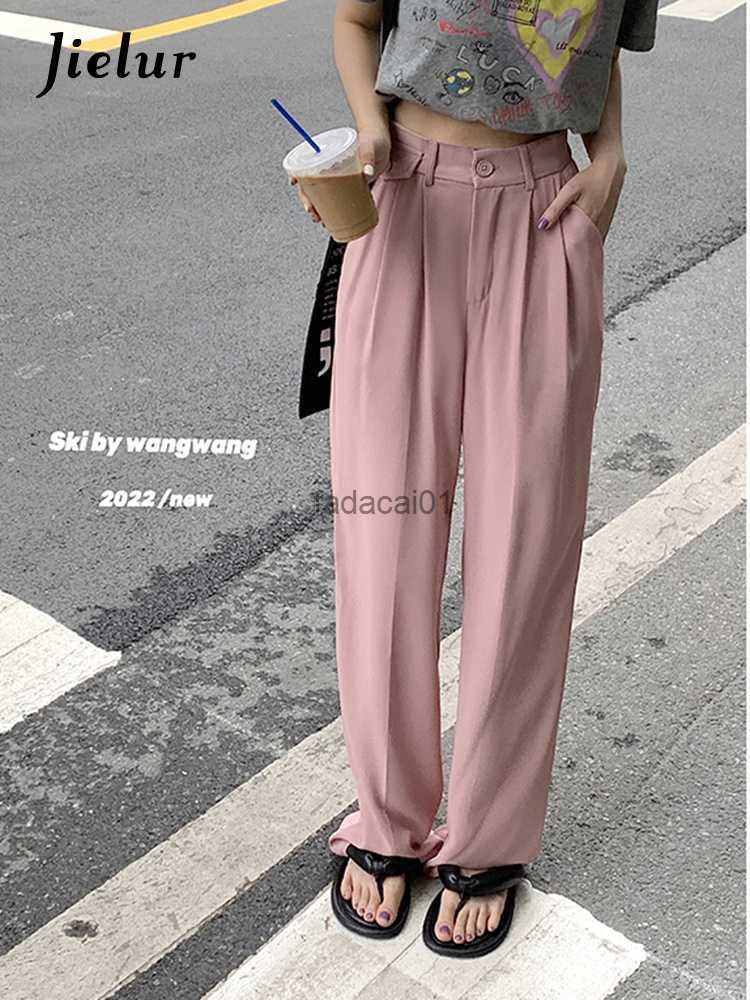 

Korean Suit Pants Female Casual Loose Elastic Waist Women' Pants Summer Chic Black Pink Trousers Office Lady S4XL L230621