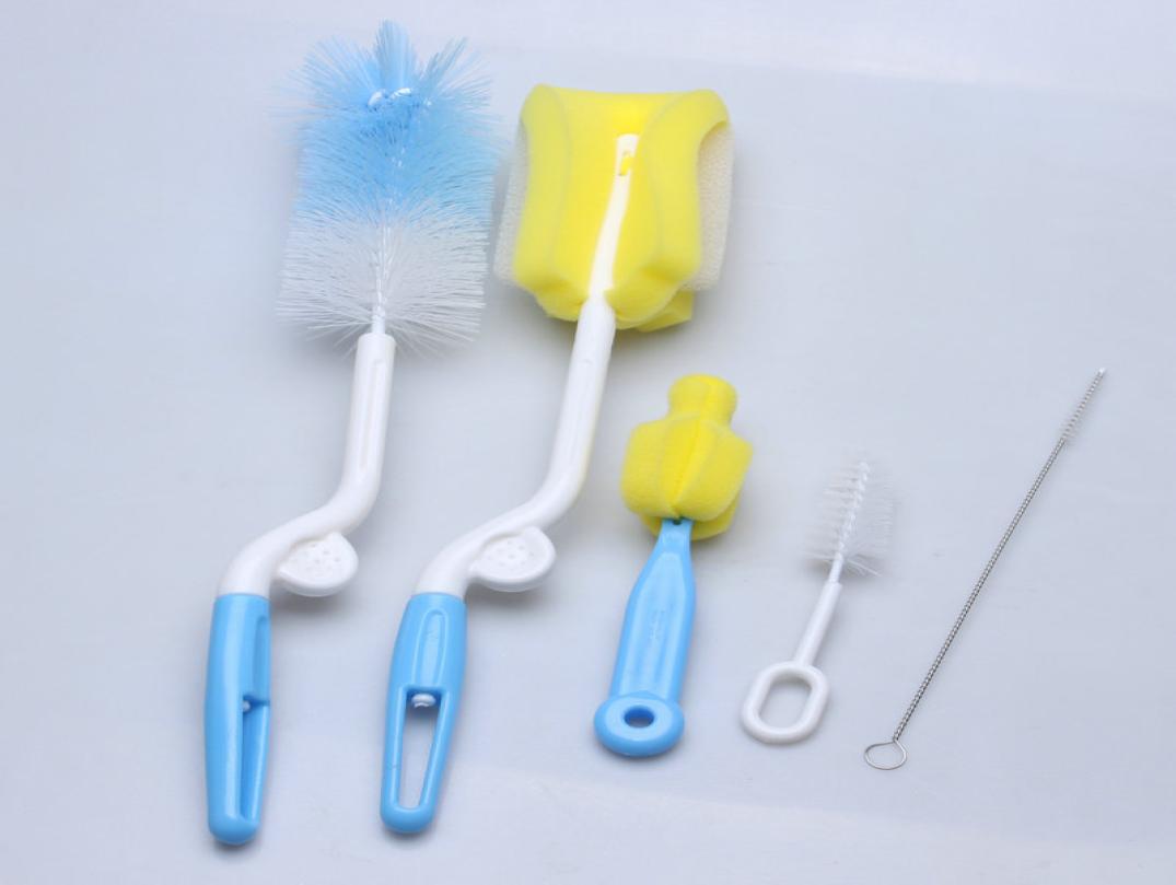

Convenient Super Clean Power Rotatable Soft Nondestructive Bottle Brush and Straight Brush Baby Bottle Brush 5 Pieces3853508
