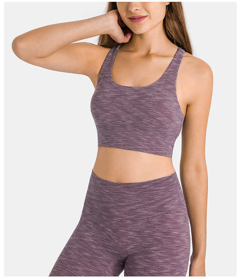 

L-018 Yoga women's Gym Workout Clothing Crop Top Outdoor Jogging Yoga Sports Bra Fancy Underwear Lady Push Up Stripe Tops Backless Bra Summer, Striped blue