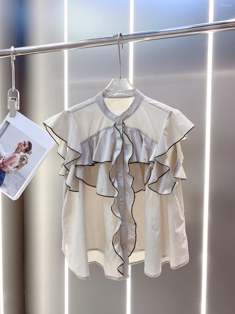 

Women' Blouses 2023 Women Fashion Lotus Leaf Edge Short Sleeve Sexy Casual Top 0531
