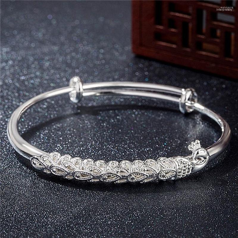 

Bangle Noble Phoenix Bangles 999 Color Silver Cuff Bracelets For Women Charm Adjustable Jewelry Fashion Party Holiday Gifts