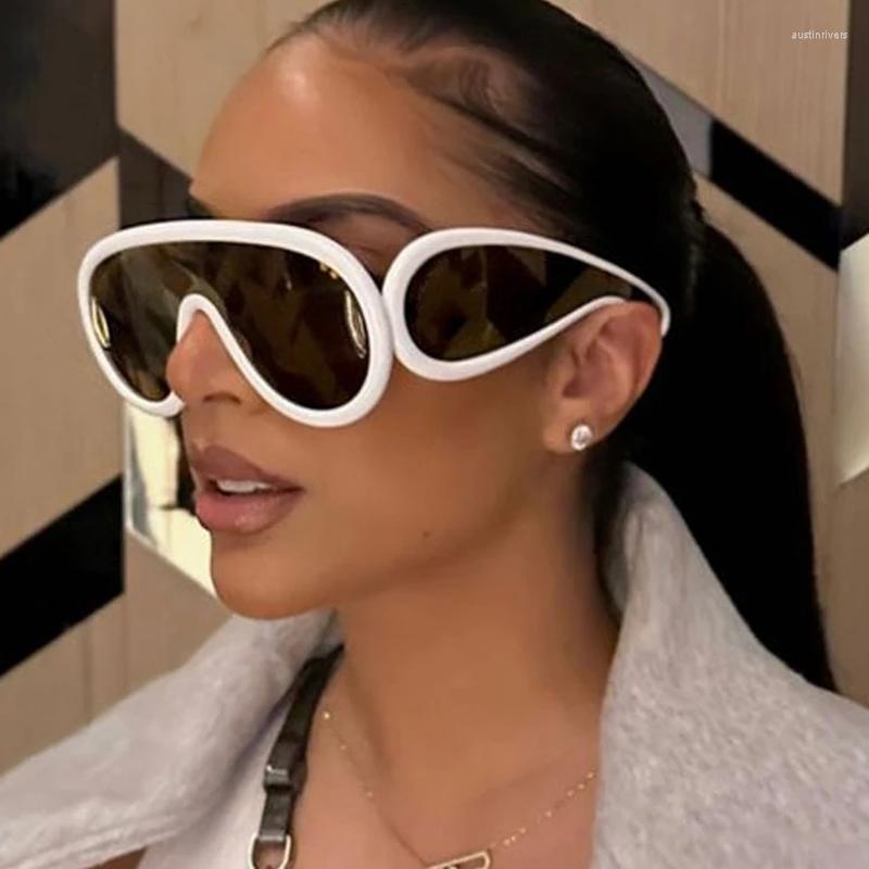 

Sunglasses Y2K Sports Punk Women Men One-Piece Sun Glasses For Ladies 2023 Oversized Steampunk Eyewear Goggle UV400