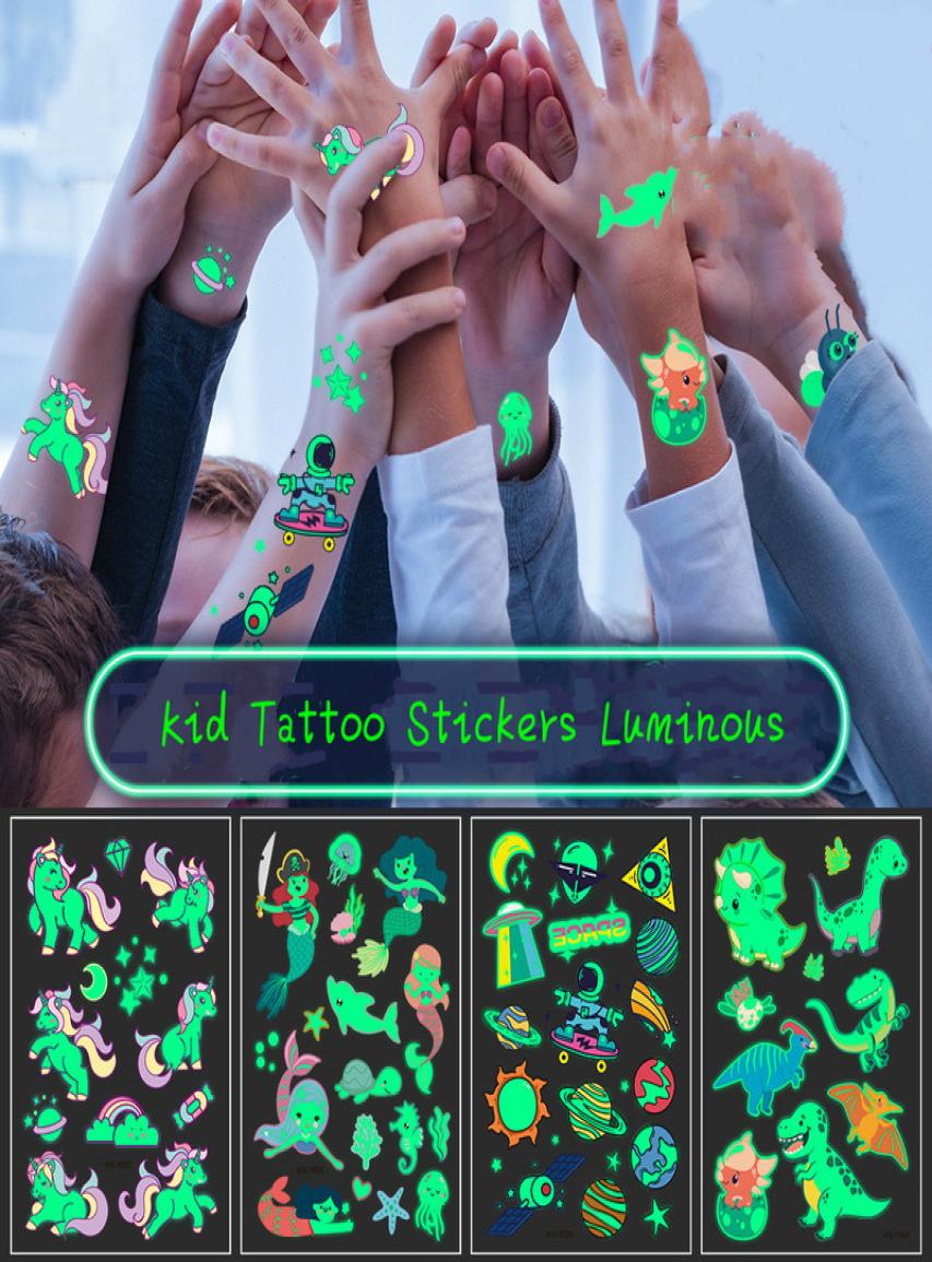 

Tattoo Stickers Luminous Child Kid Temporary Fake Tattoos Glow Paste on Face Arm Leg for Children Body Art Mermaid Sticker5417026