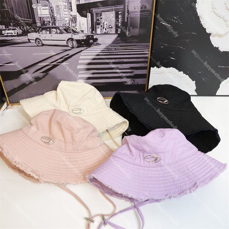 

Casual Letter Icon Bucket Hat Designer Sports Fisherman Hats Drawstring Strap Alpine Hats for Men Women, Black