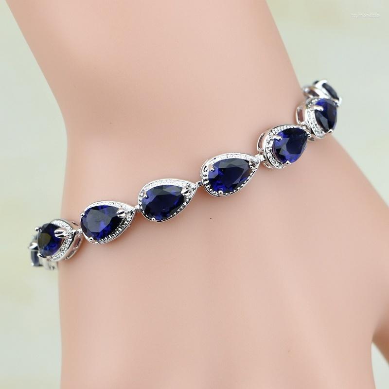 

Link Bracelets Chain Elegant Fashion Water Drop Colorful Zircon Bracelet Lady Green White Crystal BraceletLink Raym22