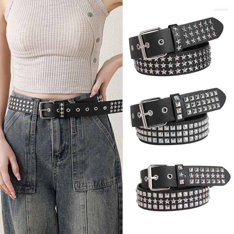 

Belts All-Match Studded Decors Thin Belt For Casual Pant Adjustable Girl Women Waist Coat Skirts Jeans DXAA, Three rows of square