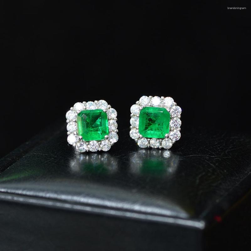

Stud Earrings CMajor Sterling Silver Solid S925 Fine Jewelry Retro Fashion Emerald Square Cubic Zircon Classic For Women