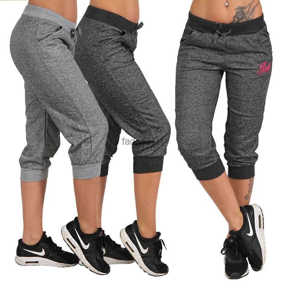

ZOGAA Women Summer Pants Sports Trousers Hoody Pants Mid Waist Capri CalfLength Pockets SXXXL L230621, Gray