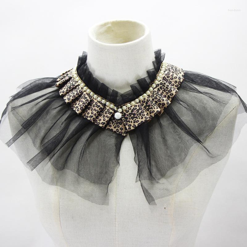 

Women's Blouses Shawl False Collar Double Thread Gauze Decoration Beads Accessories Cotton Fake Fashion Embroidery Detachable Lace Wrap, Color as picture